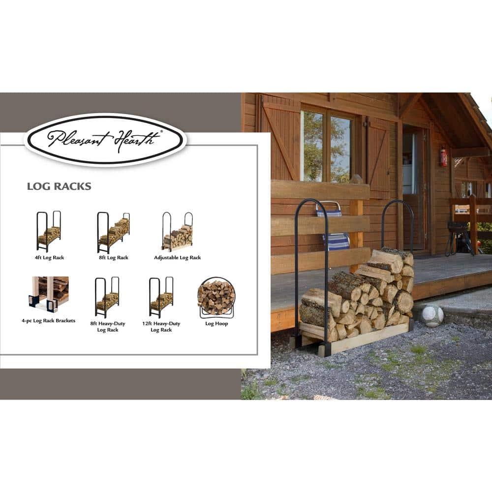 Heavy-Duty Black Steel Log Rack Brackets Set