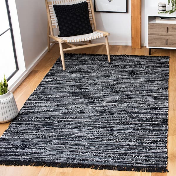 Rag Rug 5 ft. x 8 ft. Black Striped Area Rug