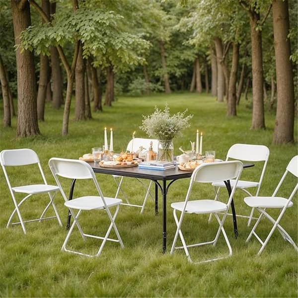 10-Piece Folding Chair Plastic, Foldable Stackable Portable Seat