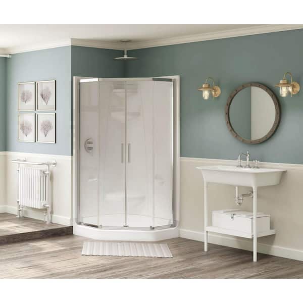 Radia 40 in. x 40 in. x 71-1/2 in. Frameless Neo-Angle Sliding Shower Door with Clear Glass in Chrome
