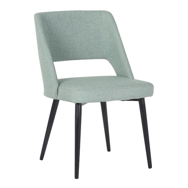 Lumisource Valencia Green Fabric and Black Steel Side Chair