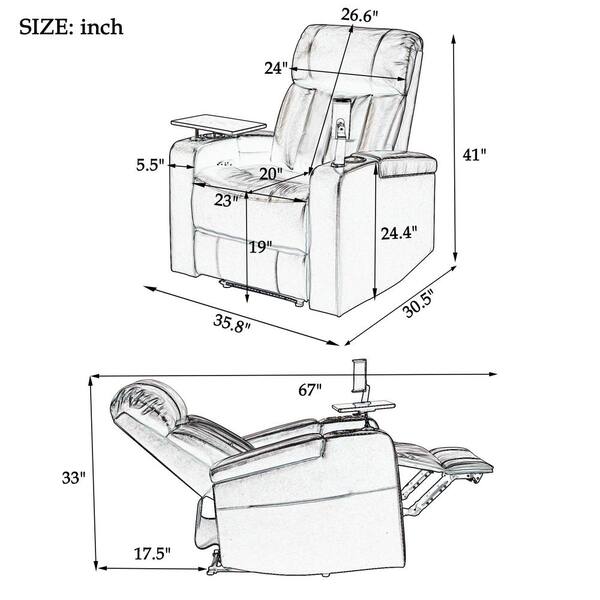 Polibi Modern Brown Wood-Framed PU Leather Adjustable Home Theater Push Back  Recliner with Thick Seat Cushion and Backrest RS-MWPAHR-BN - The Home Depot