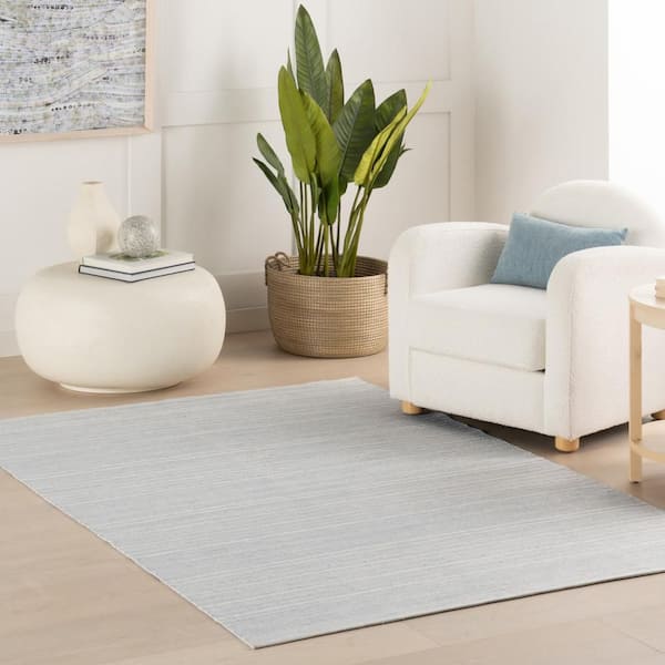 Skipper Stripe Handwoven Swedish Blue 10 ft. x 14 ft. Outdoor Area Rug
