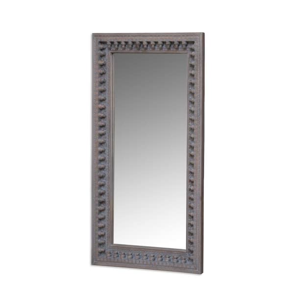 Noble House Stene 34 in. x 64 in. Rectangular Distressed Gray Hanging Floor Mirror
