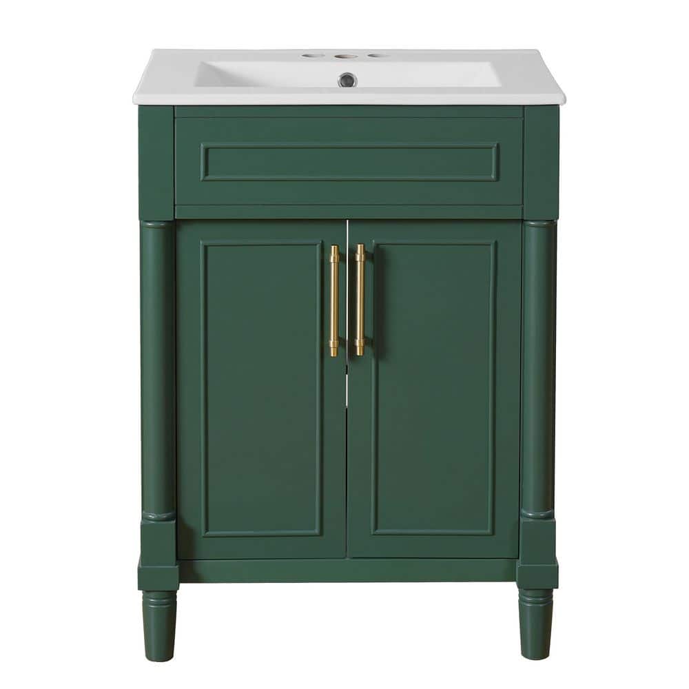 24 in. Single Sink Freestanding Green Bath Vanity with White Ceramic Top price history on PriceWatchPro