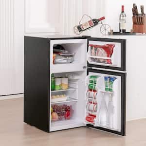 19 in. 3.2 Cu.Ft Mini Refrigerator in Black with Freezer Compact Fridge with 2 Reversible Door
