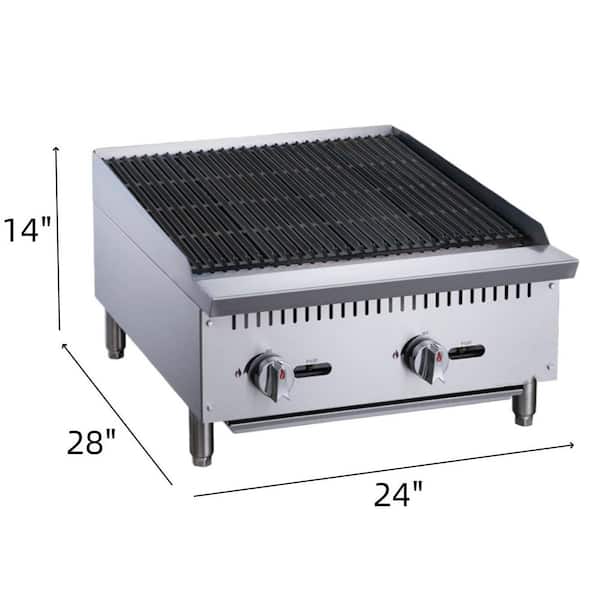 24 in. NSF Commercial Heavy-Duty Countertop Radiant Charbroiler in Stainless Steel