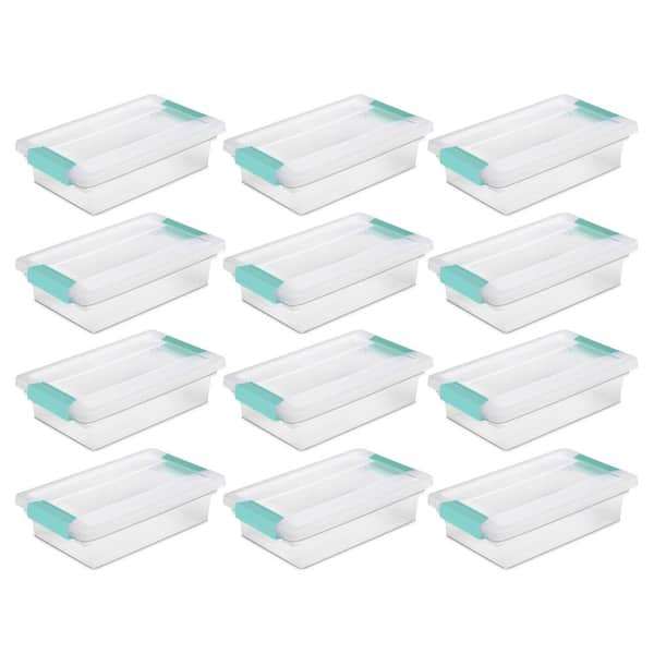 0.3 qt. Storage Box Small Clip Tote Container with Lid in Clear (12-Pack)