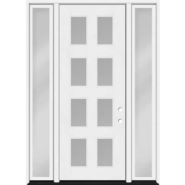 Steves & Sons Regency 60 in. x 96 in. 8L Modern Clear Glass LHIS Unfinished Fiberglass Prehung Front Door w/Clear10in. SLs 4-9/16