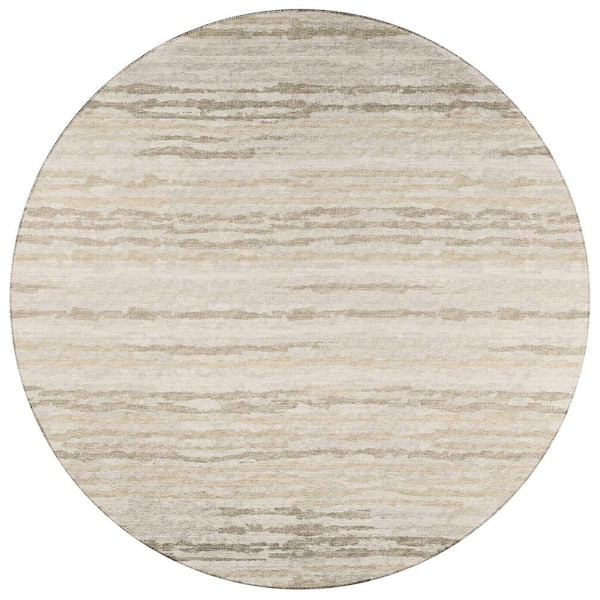 Addison Rugs Evolve Linen 8 ft. x 8 ft. Round Stripe Area Rug