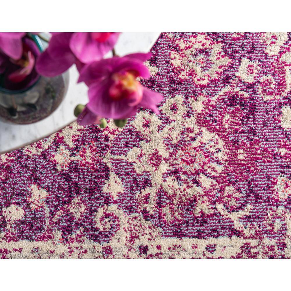 Krystle Round Purple Floral Synthetic Indoor Rug