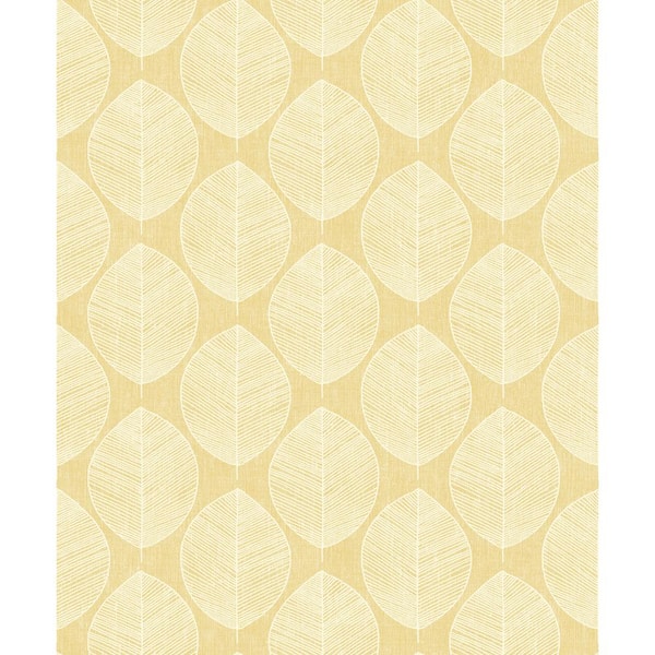 Arthouse Scandi Leaf Yellow Paper Strippable Roll (Covers 57 sq. ft.)