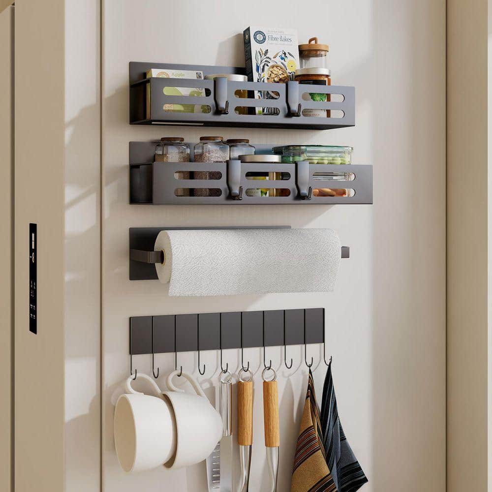 キッチン収納・ラック KPS 0013 kitchen Paper Stand JFVKAF Magnetic Mount Black Spice Rack Organizer for Refrigerator