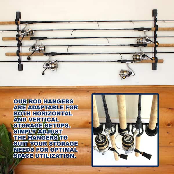 1 Pair Fishing Rod Holder Wall Mounted Fishing Pole Rack 6-Rod  Storage(Vertical)