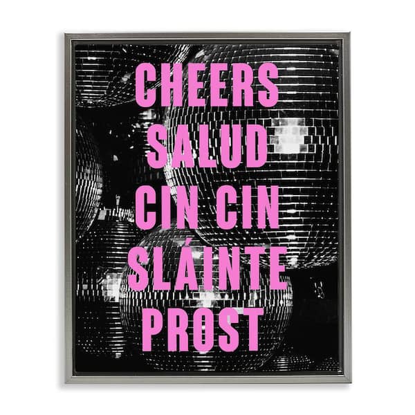 Stupell Industries Cheers Various Languages by House of Lulu Gray Floater Frame Food Graphic Art Print 21 in. x 17 in.