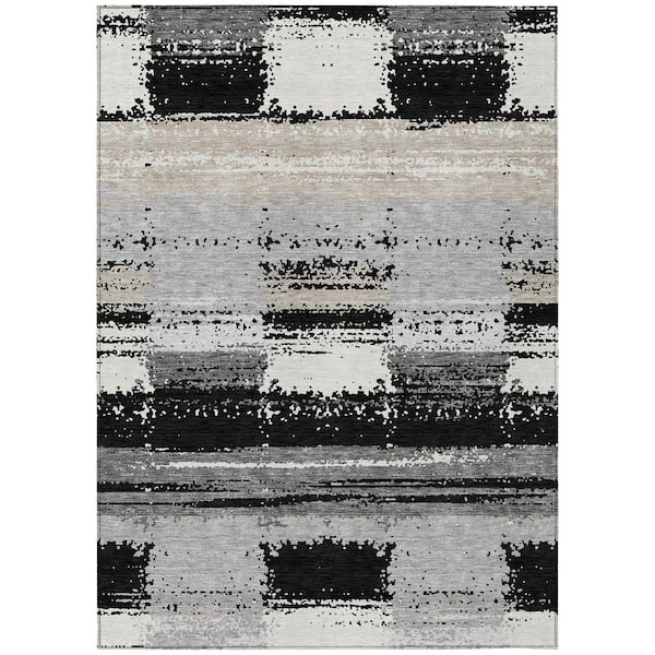 Chantille Machine Washable Indoor/Outdoor Abstract ACN2772 Black 5 ft. x 7 ft. 6 in. Area Rug