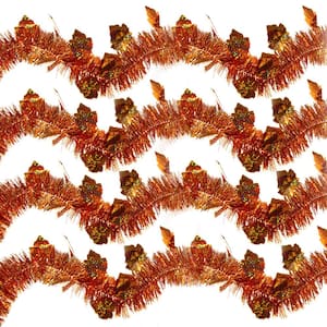 9 ft. Autumn Holographic Maple Leaf Tinsel (Set of 4)