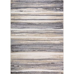 Charlotte Collection Retro Ivory 5 ft. 3 in. x 7 ft. 3 in. Area Rug