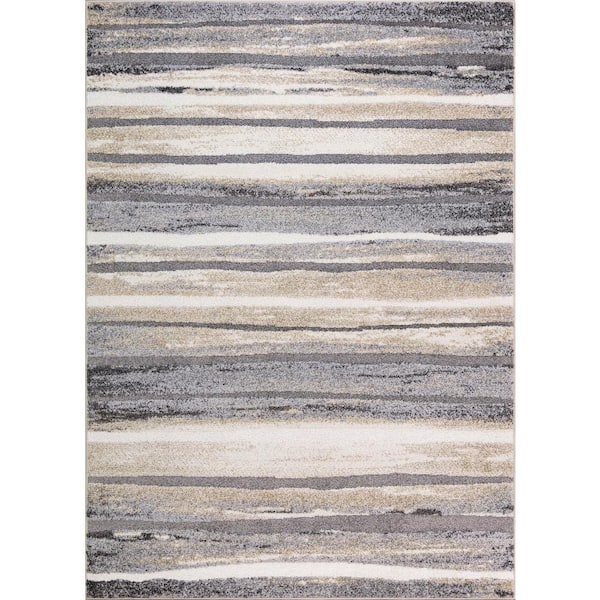 Charlotte Collection Retro Ivory 5 ft. 3 in. x 7 ft. 3 in. Area Rug