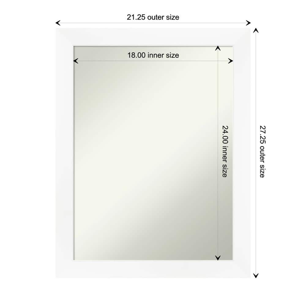 White Matte Rectangular Wall-Mounted Bathroom Vanity Mirror