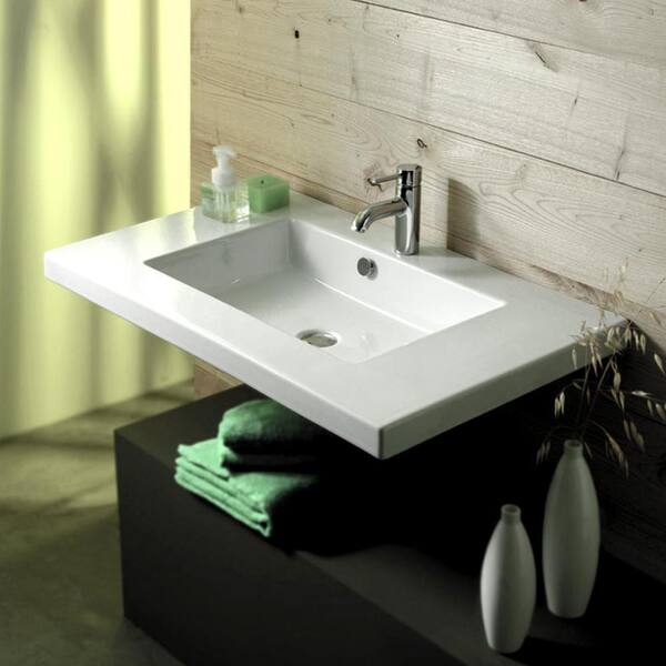 Nameeks Mars Wall Mounted Ceramic Bathroom Sink in White Nameeks Mars Wall Mounted Ceramic Bathroom Sink in White