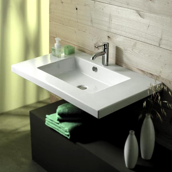 Mars Wall Mounted Ceramic Bathroom Sink in White