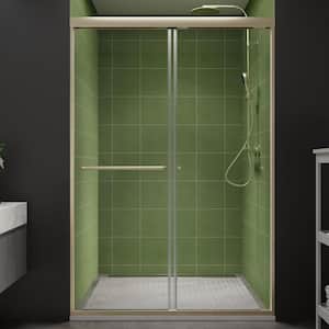 44-48 in. W x 70 in. H Sliding Framed Shower Door in Brushed Nickel with 1/4 in. (6 mm) Clear Glass