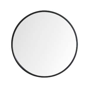 31.5 in. W x 31.5 in. H Large Round Metal Framed Wall Bathroom Vanity Mirror in Black