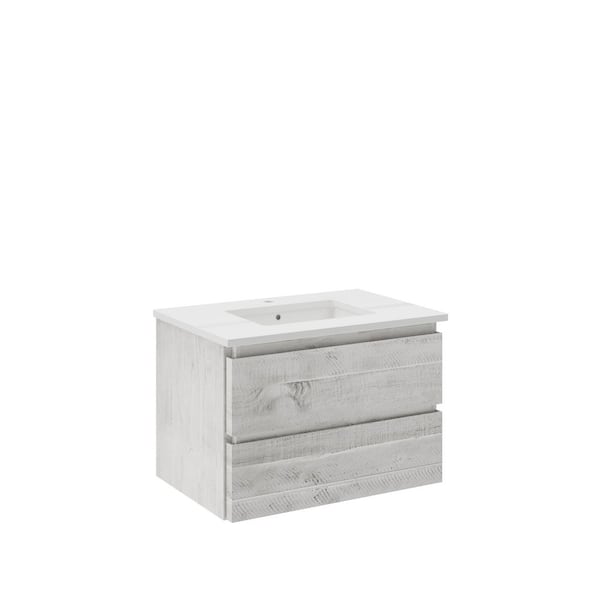 Fresca Formosa 30 in. Single Sink Wall Mount Rustic White Bath Vanity with White Quartz Top and Undermount Ceramic Sink