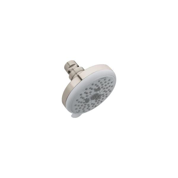 Hansgrohe Croma 100 3 Spray Patterns 1.8 GPM 4 in. Single Wall Mount Fixed Shower Head in Brushed Nickel