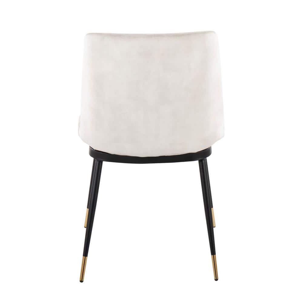 Beige Velvet Upholstered Side Chair with Metal Legs, Set of 2