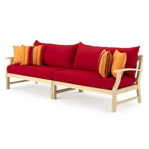 Kooper 8-Piece Wood Patio Conversation Set with Sunbrella Sunset Red Cushions