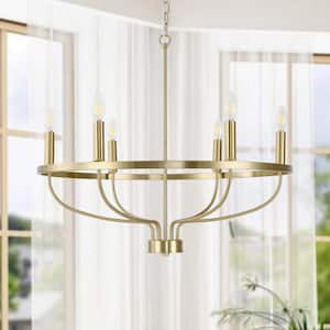 6-Light Antique Gold Farmhouse Empire Chandelier Candle Style Classic Hanging Lighting
