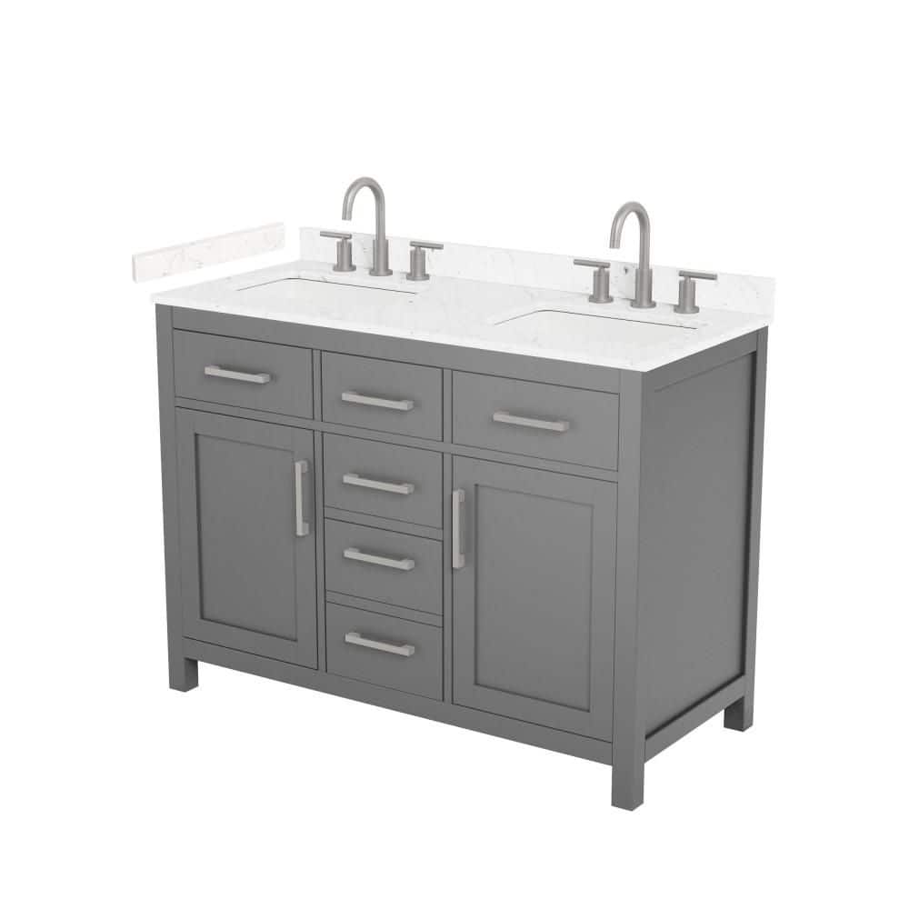 Beckett 48 in. Double Freestanding Dark Gray Bath Vanity with Top price history on PriceWatchPro