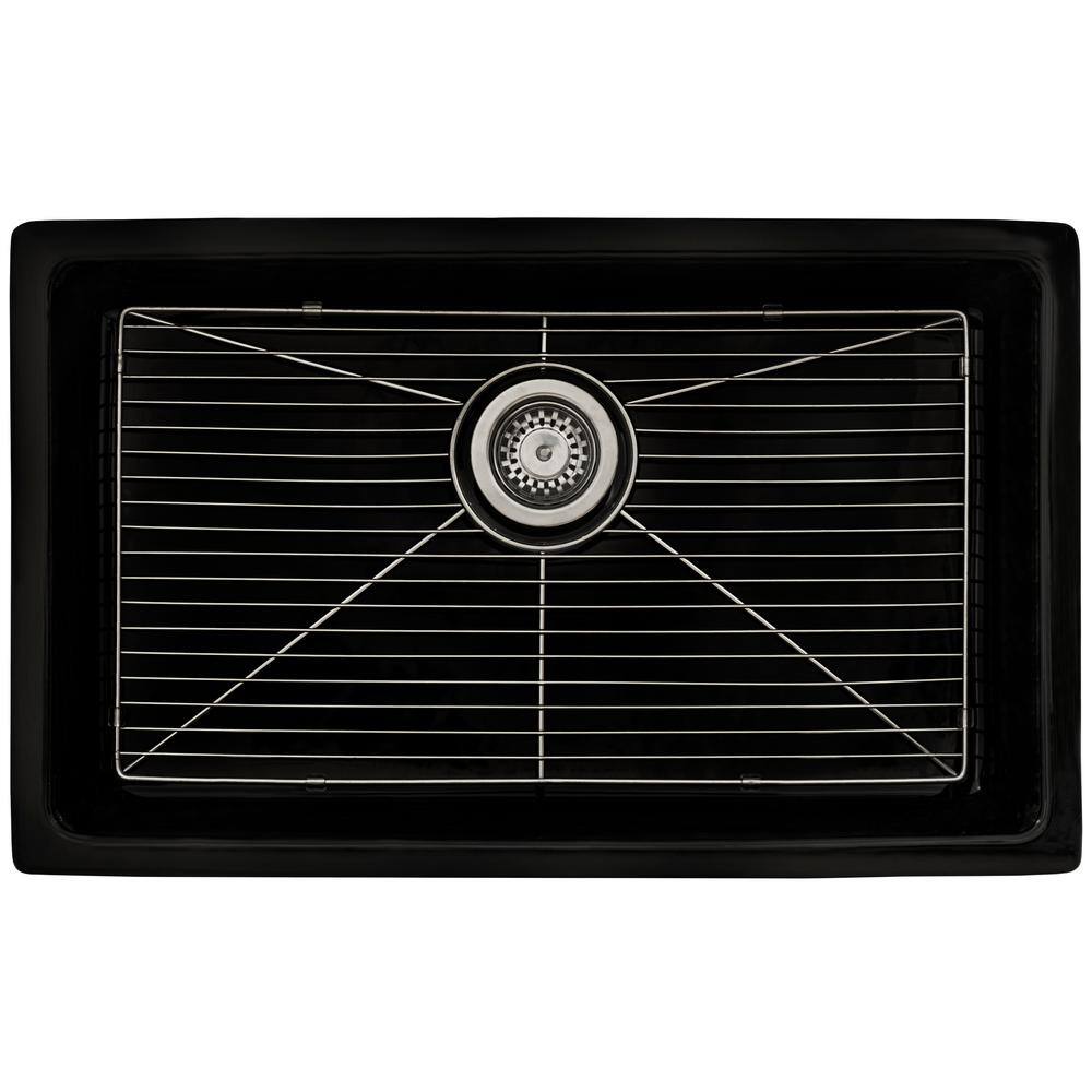 34-Inch Black Fireclay Drop-In Single Bowl Kitchen Sink