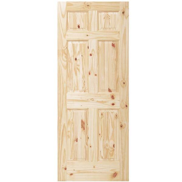Steves & Sons 28 in. x 80 in. Summit 6-Panel Solid Core Knotty Pine Interior Door Slab