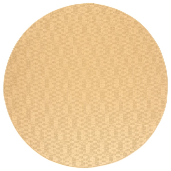 Courtyard Gold/Gold 7 ft. x 7 ft. Solid Color Ikat Indoor/Outdoor Round Area Rug