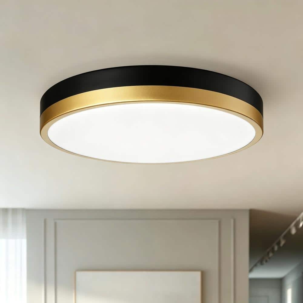 15 in. Black Gold Dimmable LED Flush Mount Ceiling Light 2700K-6500K with Remote Included and Nightlight Warm White price history on PriceWatchPro