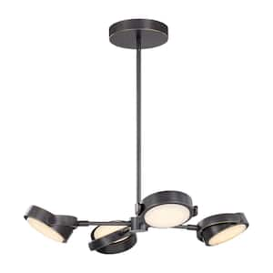 Blanco 28 in. 1 Light 61-Watt Urban Bronze/Alabaster Integrated LED Pendant Light