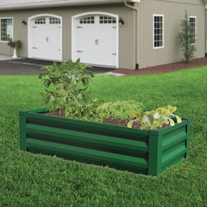 24 in. W x 48 in. L x 10 in. H Forest Green Pre-Galvanized Powder-Coated Steel Raised Garden Bed Planter