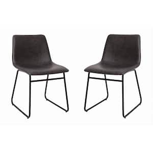 Gray Faux Leather/Black Frame Leather/Faux Leather Dining Chair (2-Pack)
