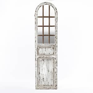 17.7 in. W X 70.9 in. H Distressed White Wood Farmhouse Door Wall Mirror