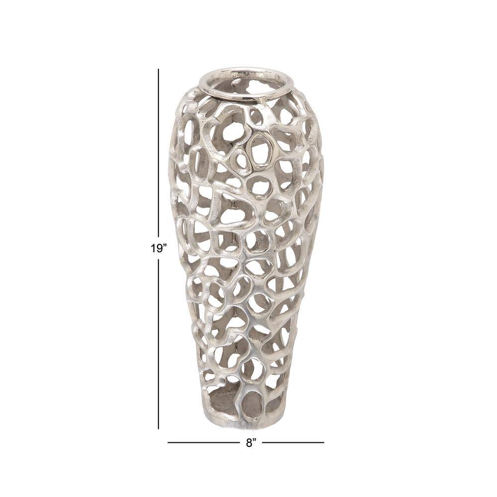 Elegant 19'' Silver Aluminum Bouquet Vase with Hole Design