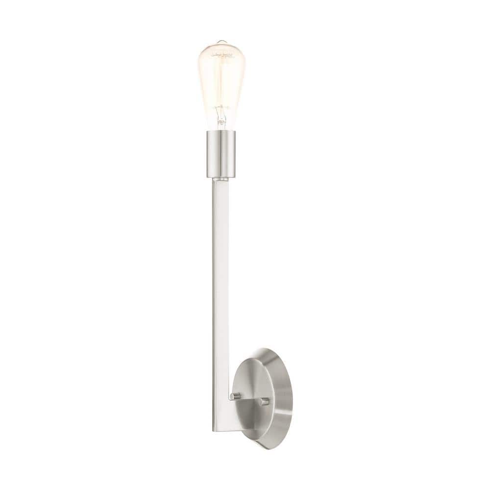 Prague Brushed Nickel 16" Contemporary Crystal Rod Sconce