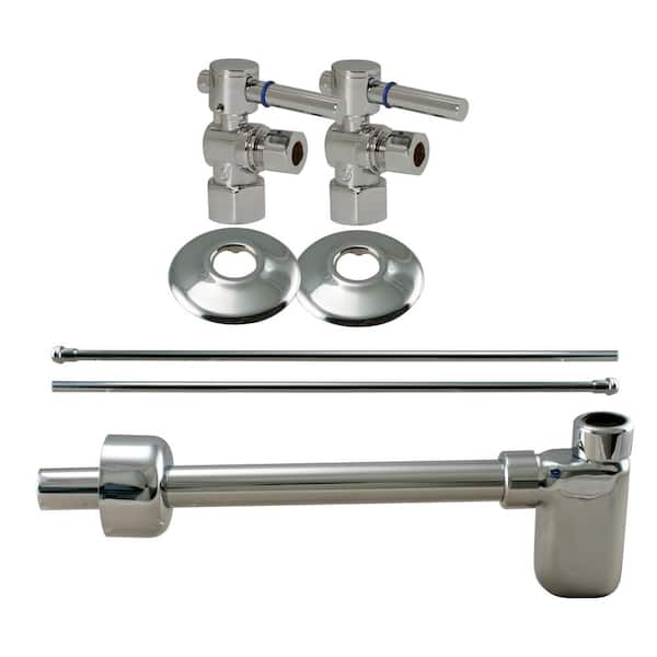 1/2 in. IPS Lever Handle Angle Stop Complete Pedestal Sink Installation Kit, Polished Nickel