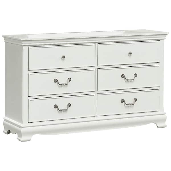 Benjara 17 In. White 6-Drawer Wooden Dresser Without Mirror BM181919 ...