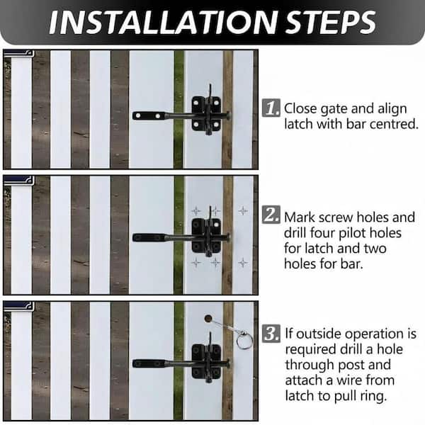 Galvanized Steel Gate Latch With Automatic Spring Lock – One-Handed Operation, Secure Closure For Wood & Metal Gates