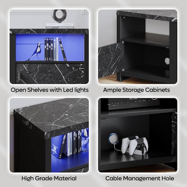BRUNT アタックボード ブラック Bestier 70 in. Black Marble LED TV Stand Fits TV's Up to 75