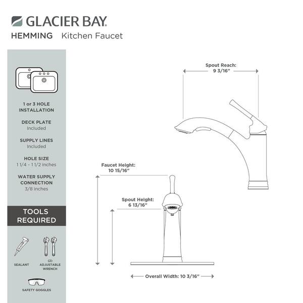 Glacier Bay fashion Hemming Traditional Farm Single Handle Pull Out Sprayer Kitchen Fauc