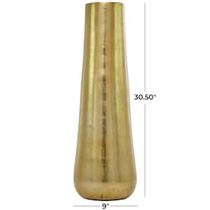 31 in. Gold Aluminum Metal Decorative Vase